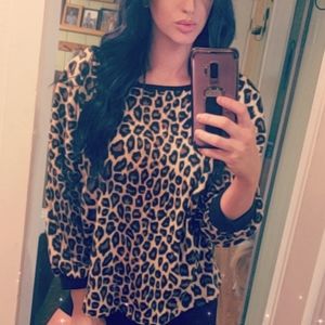 America America LA long sleeve leopard print top